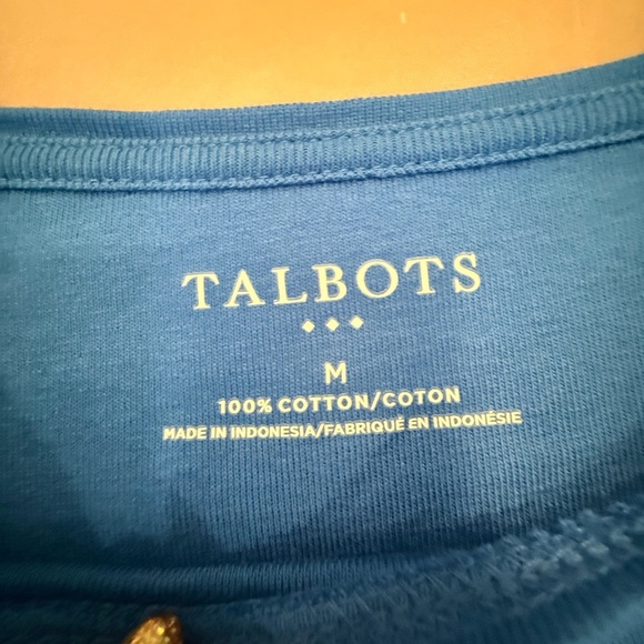 NWOT Talbots Royal Blue Long Sleeve Cotton Tee Size Medium - Picture 4 of 7